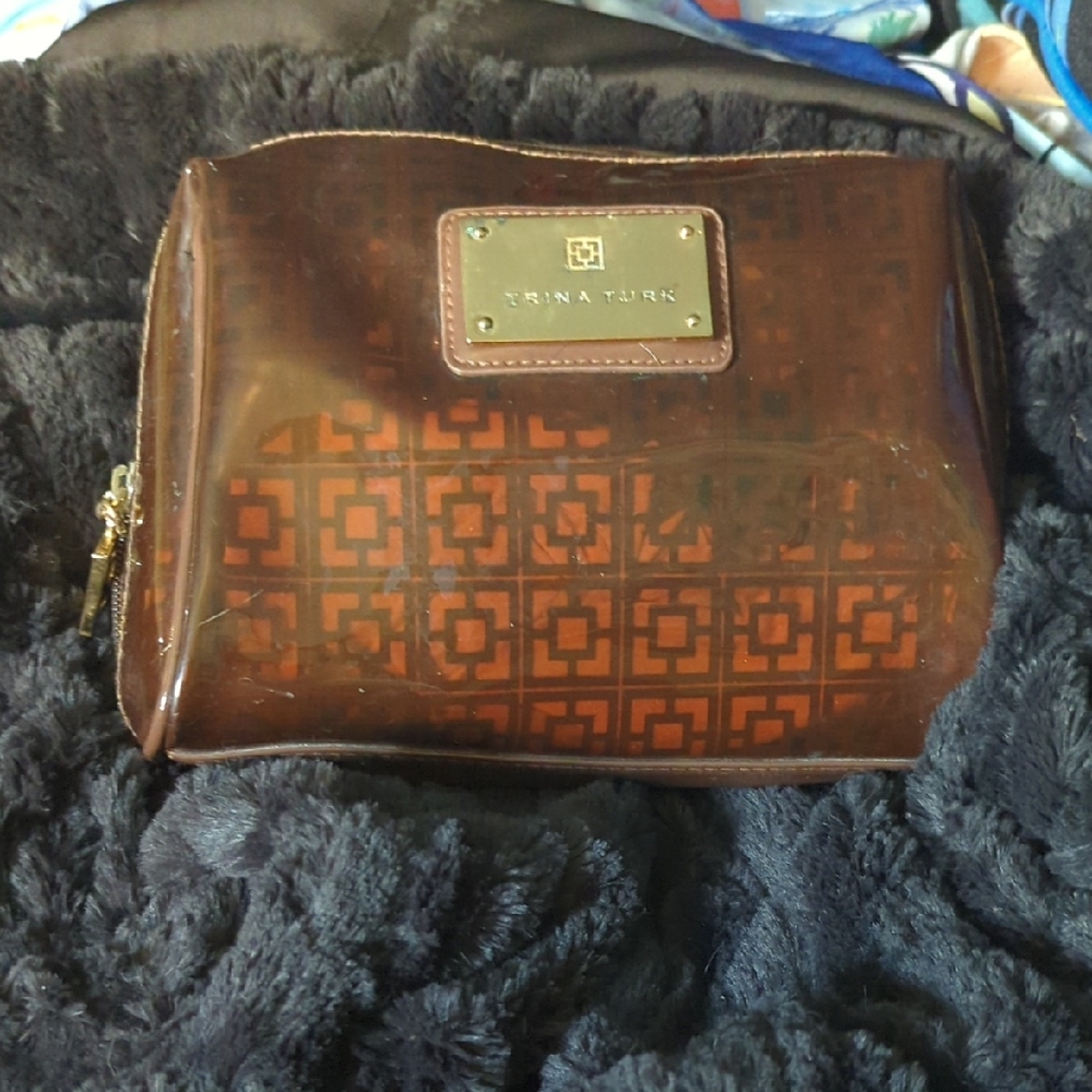 Trina Turk Classic Brown Gold Cosmetic Bag